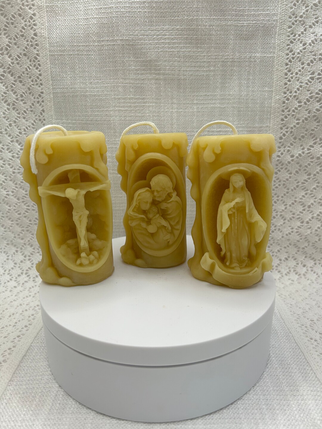 3 Pack Catholic Beeswax Candles Jesus Mary and Holy Family Candle Etsy