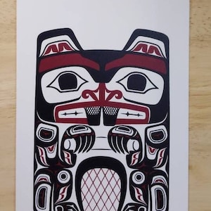 Haida Beaver by Clarence Mills Haida Artist 6&quot;x9&quot; art card