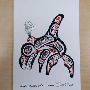 Haida Killer Whale &quot;SKAANA&quot; by Bill Reid Haida Artist 6&quot;x9&quot; Art Card