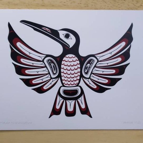 Haida Hummingbird by Clarence Mills Haida Artist 6"x9" art card