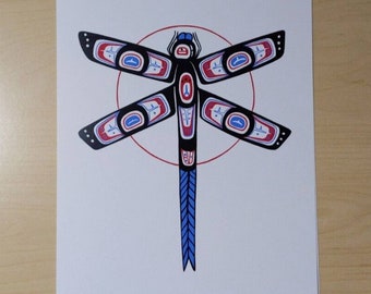 Dragonfly by Stephanie Kewistep Saulteaux Artist 6"x9" Art Card