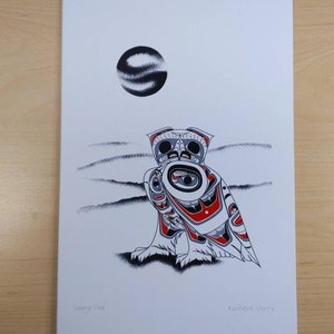 Snowy Owl par Richard Shorty Northern Tutchone Yukon Artist 6"x9 » Art Card