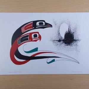 Raven and Eagle by Danny Dennis Tsimshian Artist 6&quot;x9&quot; Art Card