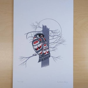 Owl Tree par Richard Shorty Northern Tutchone Yukon Artist 6"x9 » Art Card