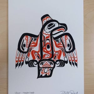 Haida Eagle Ghuut par Bill Reid Haida Artist 6"x9" Art Card