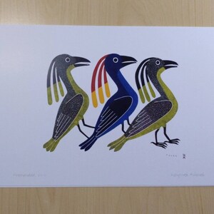 Carte d'art Promenade par Kenojuak Ashevak Inuit Artist 6"x9"