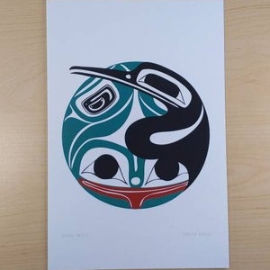 Water Spirits di Danny Dennis Tsimshian, artista, cartolina artistica 6&quot;x9&quot;
