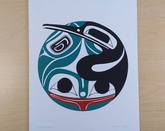 Water Spirits by Danny Dennis Tsimshian Artist 6"x9" Art Card