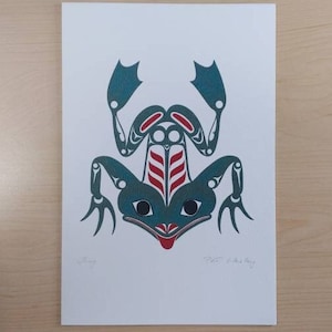 Grenouille par Pat Wesley Haida Artist 6"x9" Art Card
