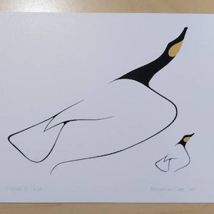 Mère et enfant par Benjamin Chee Chee Ojibway Artiste 6"x9 » Art Card