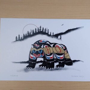 Wolverine autorstwa Richarda Shorty&#39;ego, artysty z Northern Tutchone Yukon, 6&quot;x9&quot; Art Card
