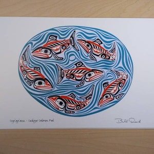Swg’ag’ann Sockeye Salmon Pool by Bill Reid Haida Artist 6&quot;x9&quot; Art Card