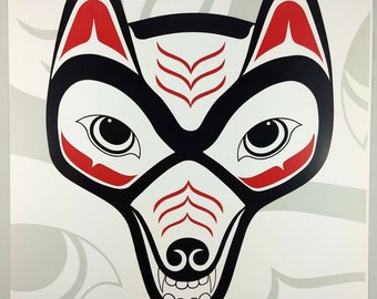 Coyote by Lon French Haida Artist 11"x14" Signed Print