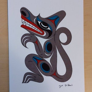 Kunstkarte, 6 &quot;x 9&quot; Salish Wolf von Joeebson Salish Artist