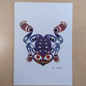 Carte d'art Grenouille par Joe Wilson, artiste salish 6 x 9 po.
