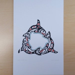 Épaulard Pod Odin par Odin Lonning Tlingit Artist 6"x9" Art Card
