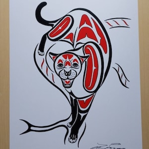 Cougar by Lon French Haida Artist 11&quot;x14&quot; Signed Print