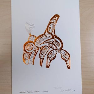 Carte d'art haïda épaulard par Bill Reid artiste haïda 6 x 9 po.