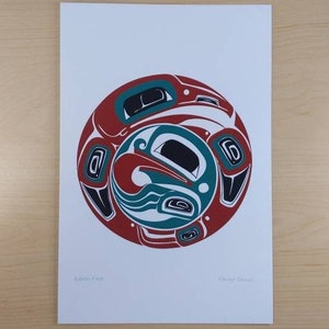 Raven Frog by Danny Dennis Tsimshian Artist 6"x9" Art Card