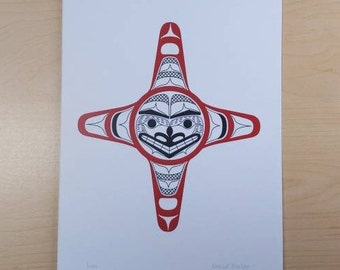 Sun by David Boxley Tsimshian Artist 6"x9" Art Card