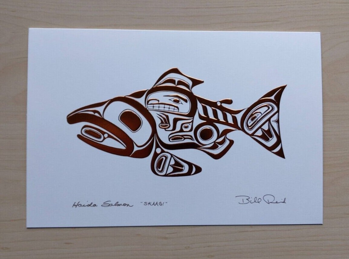Haida Salmon by Bill Reid Haida Artist 6x9 Copper Embossed Art Card Etsy
