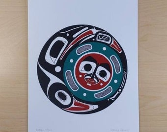 Raven Moon by Danny Dennis Tsimshian Artist 6"x9" Art Card
