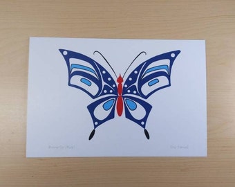 Butterfly Blue by Eric Parnell Haida Artist 6"x9" Art Card