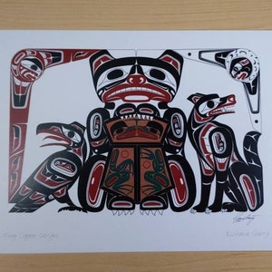 Frog Copper Design par Richard Shorty Northern Tutchone Yukon Artist 6"x9 » Art Card