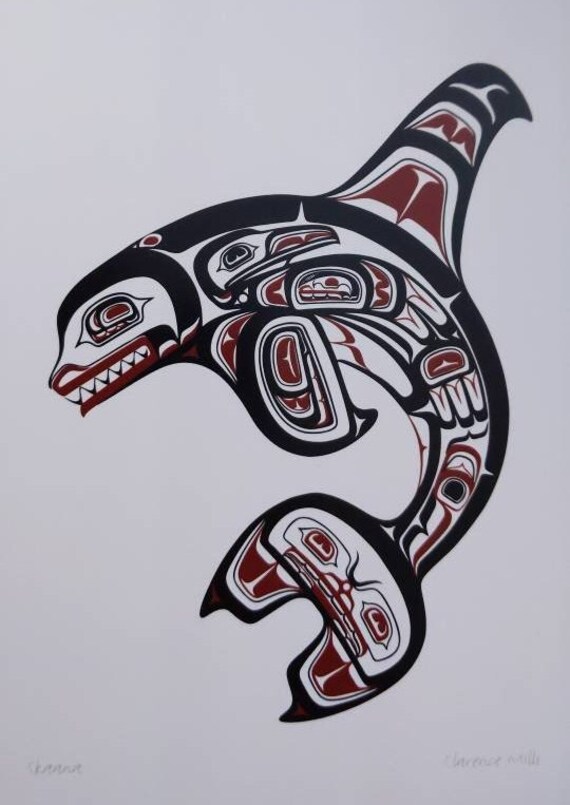 Skaana Haida Killer Whale by Clarence Mills Haida Artist 6x9 Art Card - Etsy
