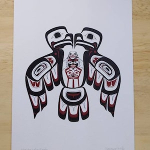 Haida Split Eagle par Clarence Mills Carte d’art Haida Artist 6"x9 »