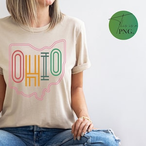 Mapa de Ohio Png, Estado de Ohio Png, Arte de palabras de Ohio Png, Clipart de Ohio, Diseño de sublimación de Ohio, Impresión DTG retro de Ohio, Clip art de Ohio