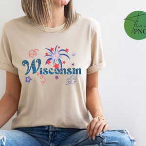 Wisconsin Fourth of July Png, Wisconsin State png, Wisconsin Word Art, Wisconsin Clipart, Wisconsin Sublimation Design, Retro Wisconsin DTG