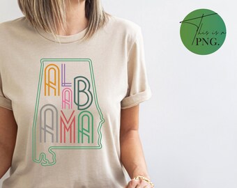 Alabama Karte Png, Alabama Zustand png, Alabama Wortkunst Png, Alabama Clipart, Alabama Sublimationsdesign, Retro Alabama Zustand DTG