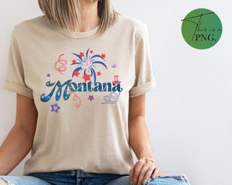 Cuatro de julio de Montana Png, Estado de Montana Png, Montana Word Art Png, Montana Clipart, Diseño de sublimación de Montana, Diseño rojo, blanco y azul