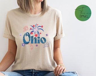 Ohio Fourth of July Png, Ohio State png, Ohio Word Art Png, Ohio Clipart, Ohio Sublimation Design, Dia da Independência Ohio DTG impressão
