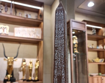 Amazing obelisk of the Egyptian king Ramses II, Red granite Stone, Handcrafted, Egyptian antiquities, Certified Museum Reproduction