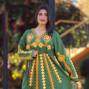Embroidered Egyptian Cotton Caftan: Maxi Dress, Comfort Wear