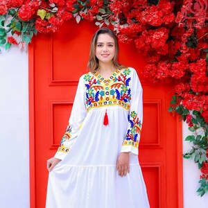 Elegant Egyptian embroidered cotton Caftan, Egyptian Caftan, exotic caftan, comfort wear, home gathering