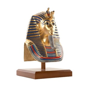 King Tutankhamun Gold Mask in Wooden Base (Large Size),  Museum Reproduction with Certificate
