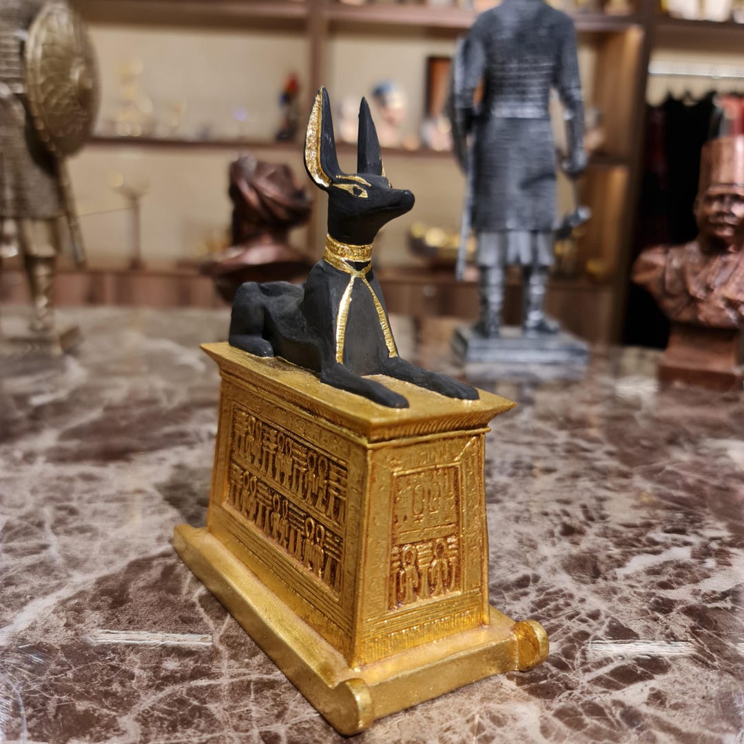 Anubis Statue: Gold-plated Egyptian God Replica With Certificate - Etsy