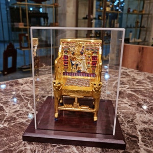 Golden Throne of King Tutankhamun, With Plexiglass, Certified Museum Reproduction Replica