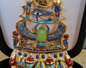 24Kゴールド ツタンカーメン王のスカラベネックレス：エジプトの宝石 