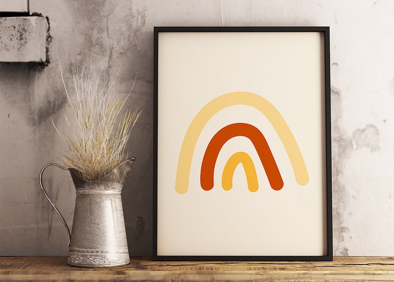 Boho Abstract Wall Art Boho Rainbow Wall Art Minimalist Wall Etsy