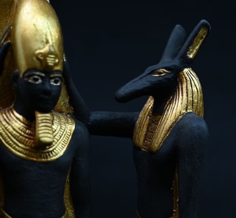 Ramesses III Statue With Horus and Seth: Egyptian Replica With