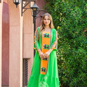 Embroidered Egyptian Cotton Caftan: Exotic Comfort Wear