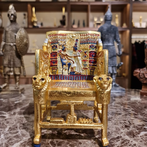 手作りのツタンカーメン王の玉座のレプリカ：証明書付きエジプトの黄金