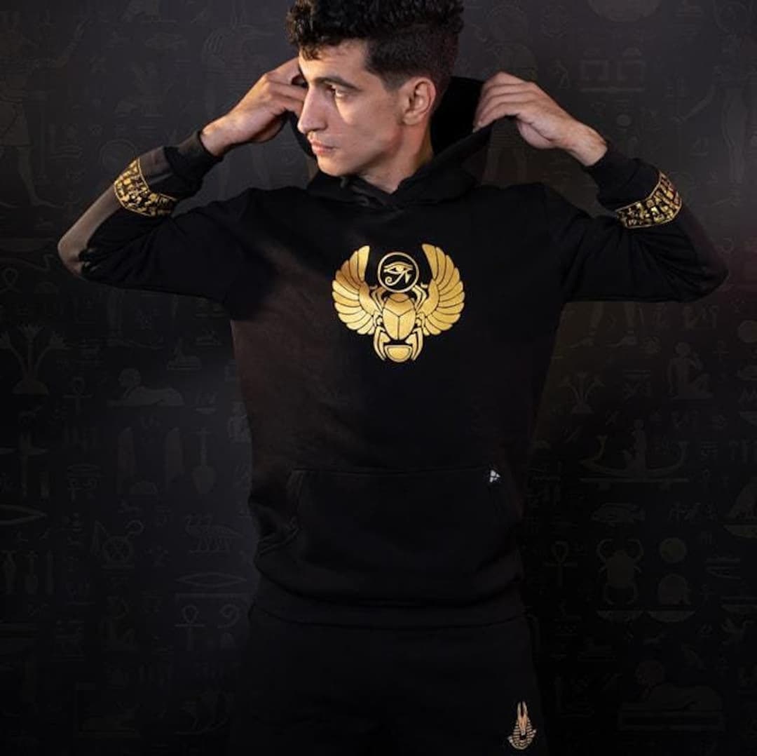 Ancient Egypt Scarab Beetle Hoodie Dress Hieroglyphs Alphabet Pattern LT18 main image 0