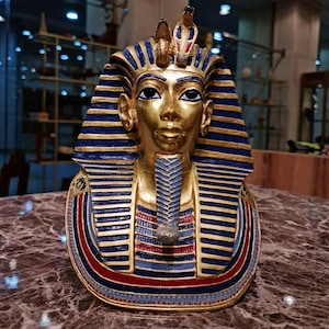 Museu da Máscara Elegante de Tutankhamon (Tamanho X Grande), Egito Antigo, Reis Egípcios, Réplica Artesanal Reprodução Com Certificado