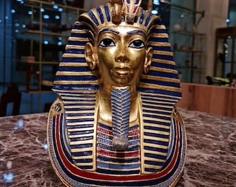 Handmade Tutankhamun Mask Replica: Gold-Plated Egyptian Decor