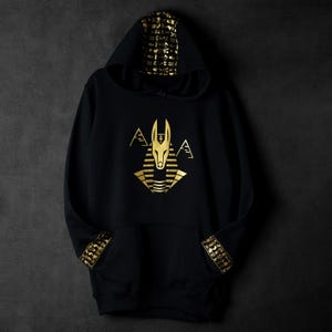 Anubis Hoodie, altes Ägypten, Schwarz, Marineblau, Mythologie-Liebhaber-Geschenk, Geschichte Nerd, ägyptisches Geschenk.